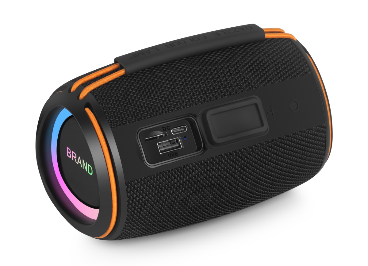 Yumanbei YMB-13 Portable Bluetooth Speaker: Unique design, 66mm full-range speaker with 20W output, diaphragm with glue and laser engraving of two logos, great RGB atmosphere effect